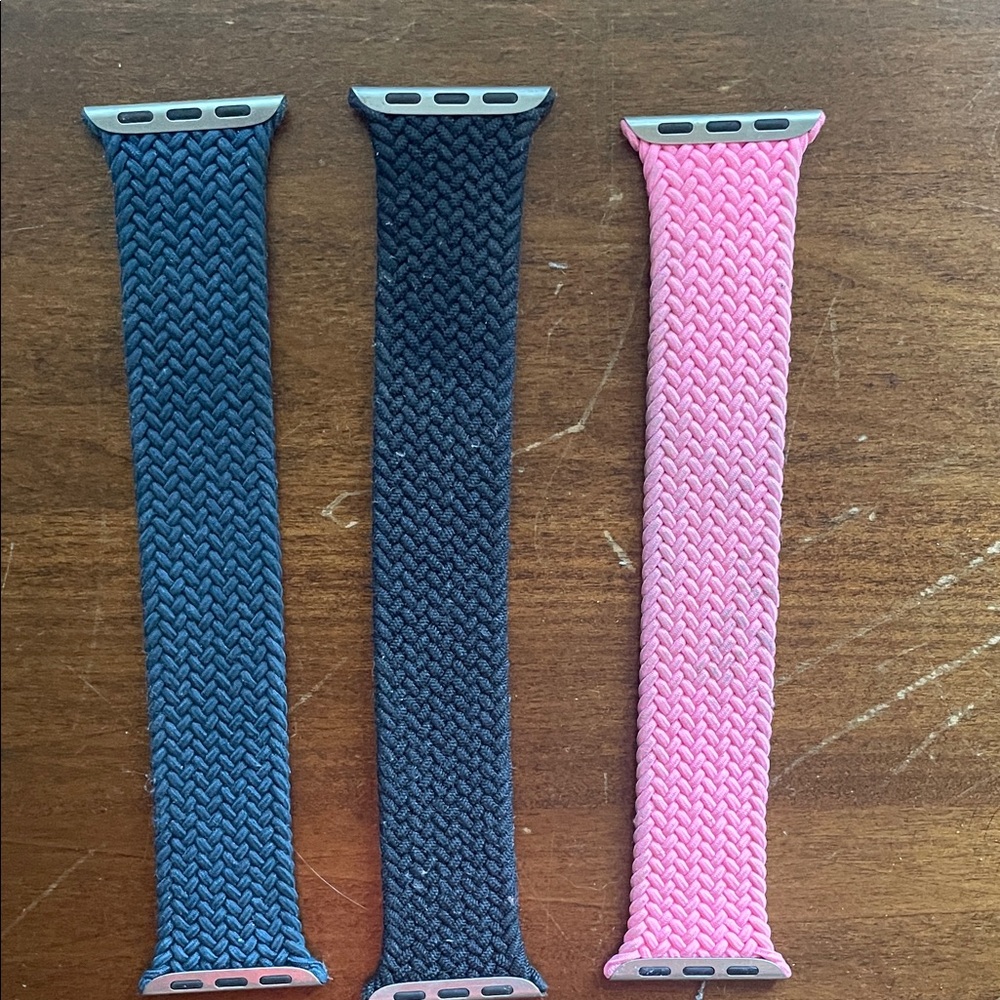 Black, Blue, and Pink Braided Authentic Apple Watch Bands